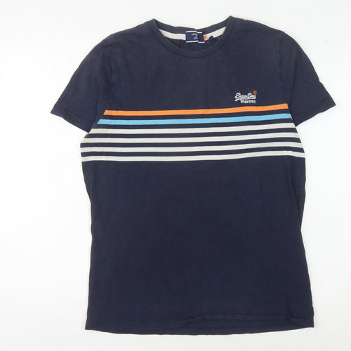 Superdry Men's Blue Striped T-Shirt Medium