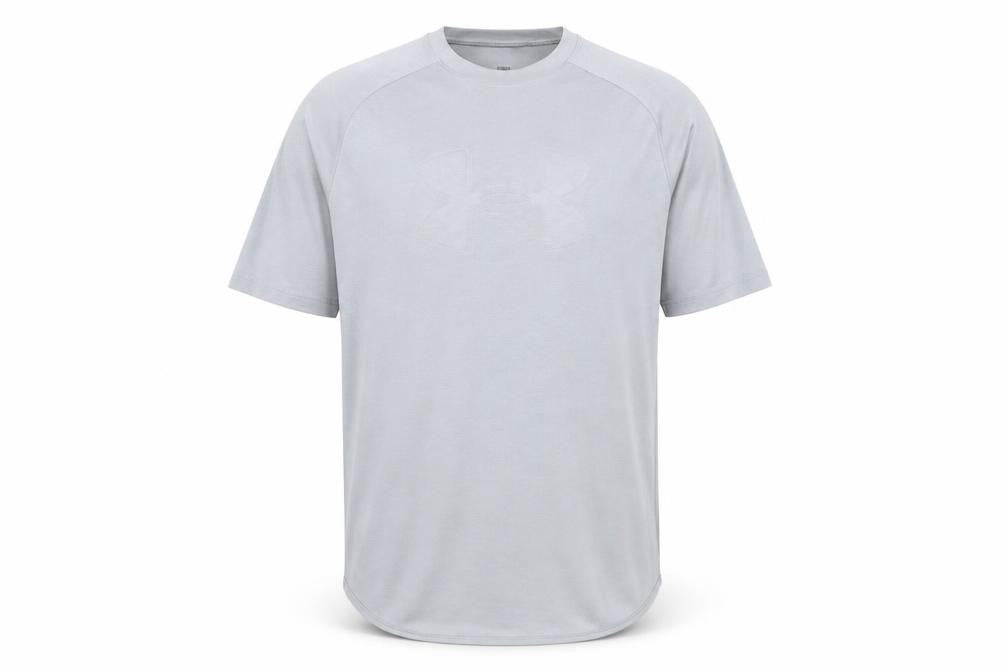 Front view of Under Armour Men's Grey Short Sleeve T-Shirt -, size S