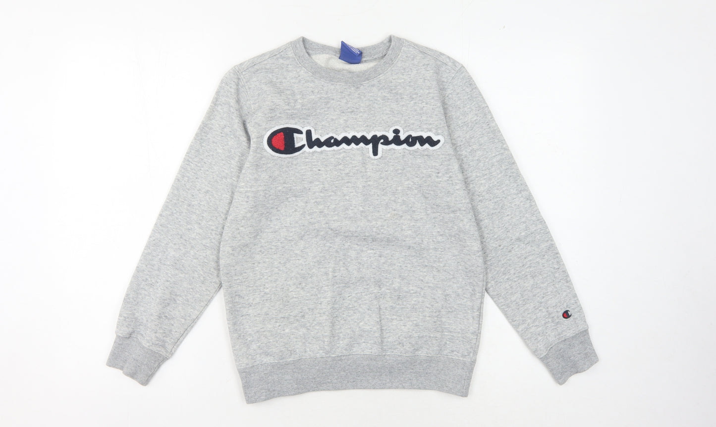 Champion Boys Grey Pullover Sweatshirt L Logo Casual