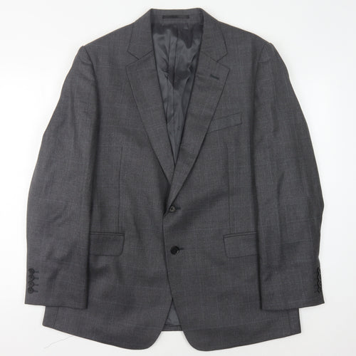 Jaeger Men's Grey Wool Blazer, Size 44S, Classic Jacket