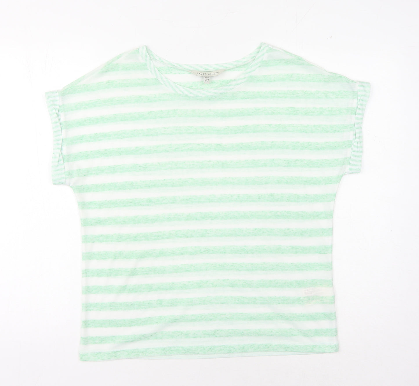 Laura Ashley Women’s Green Striped T-Shirt Size 10