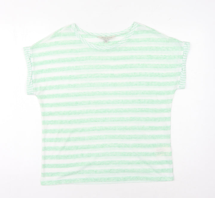 Laura Ashley Women’s Green Striped T-Shirt Size 10