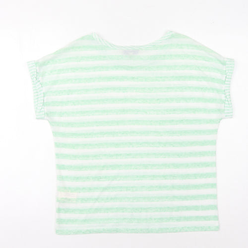 Laura Ashley Women’s Green Striped T-Shirt Size 10