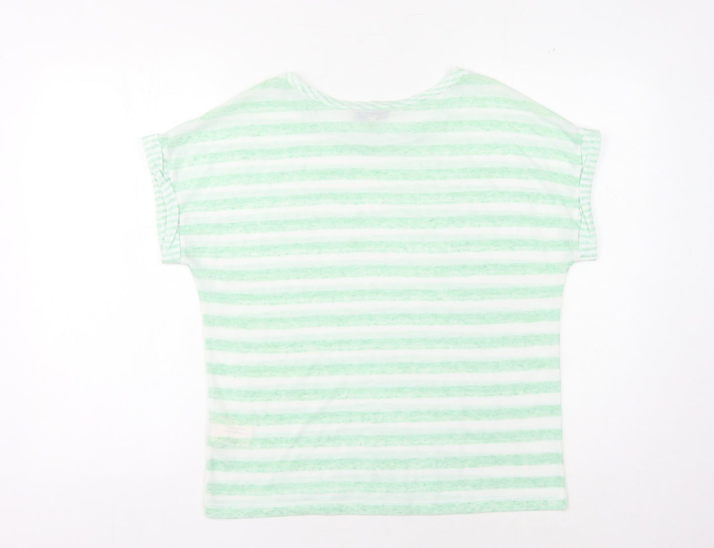 Laura Ashley Women’s Green Striped T-Shirt Size 10