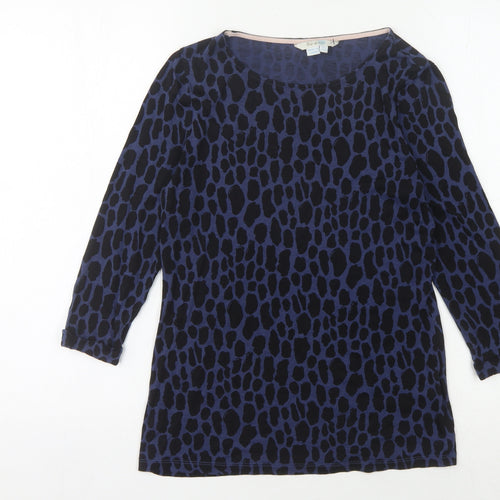 Boden Women's Blue Animal Print Top, Size 6, 3/4 Sleeves