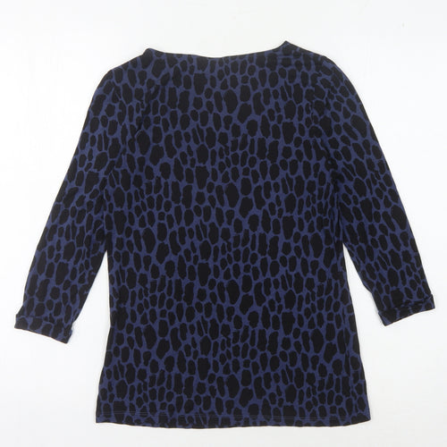 Boden Women's Blue Animal Print Top, Size 6, 3/4 Sleeves