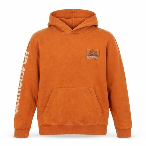Quiksilver Boys Orange Hoodie M Pullover Logo Casual Skatewear