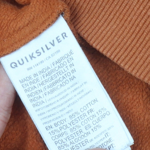 Quiksilver Boys Orange Hoodie M Pullover Logo Casual Skatewear