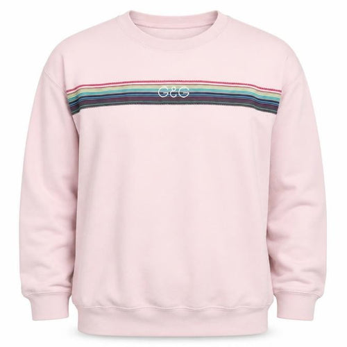 G&G Unisex Pink Striped Sweatshirt L Fleece Logo
