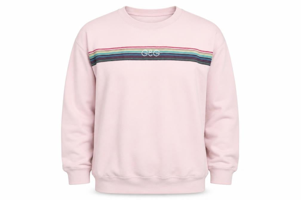 G&G Unisex Pink Striped Sweatshirt L Fleece Logo