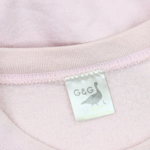 G&G Unisex Pink Striped Sweatshirt L Fleece Logo