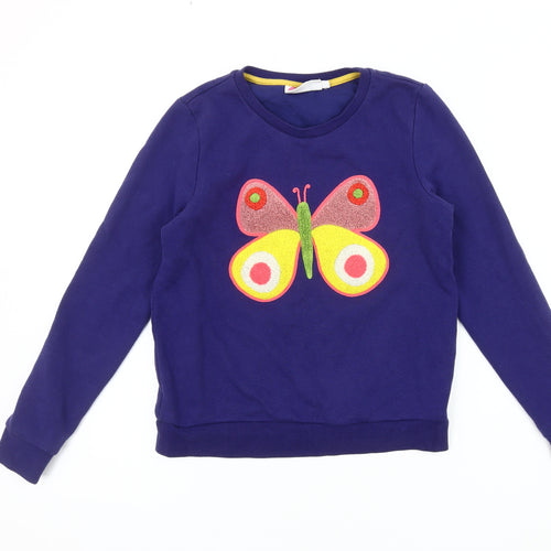 Mini Boden Girls Blue Butterfly Pullover Sweatshirt 11-12 Years