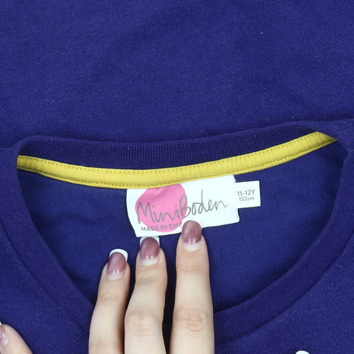 Mini Boden Girls Blue Butterfly Pullover Sweatshirt 11-12 Years