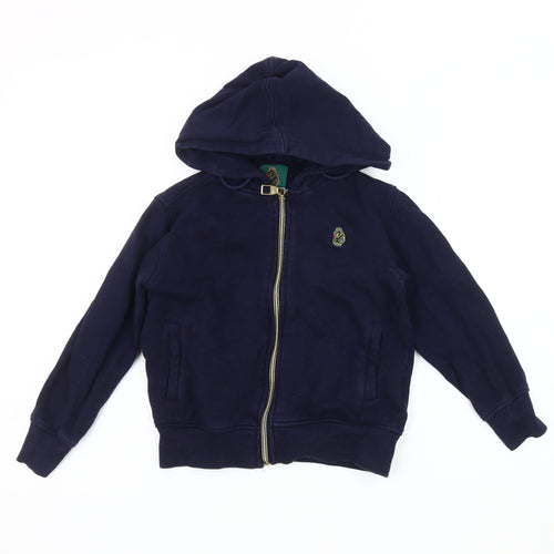 Luke Boys Blue Cotton Hooded Jacket 6-7 Years Zip Casual