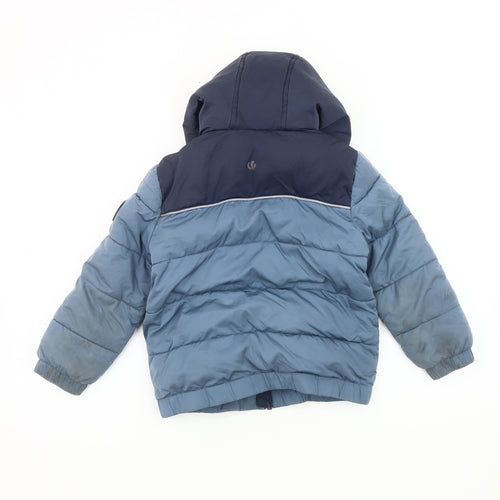 Fat Face Boys Blue Puffer Jacket 4-5 Years Hooded Winter Coat