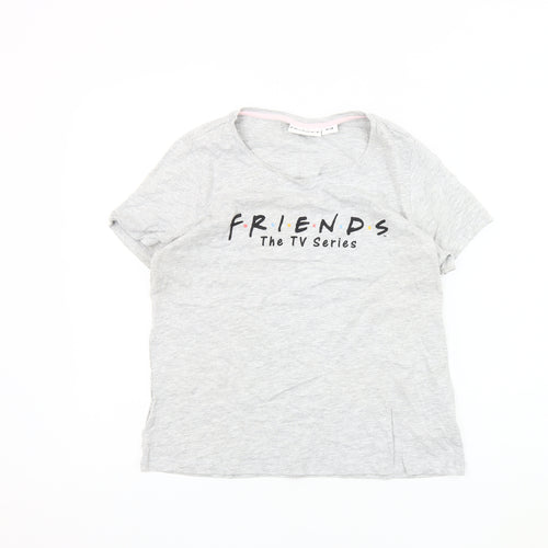 Friends Women's Grey V-Neck T-Shirt Size 12
