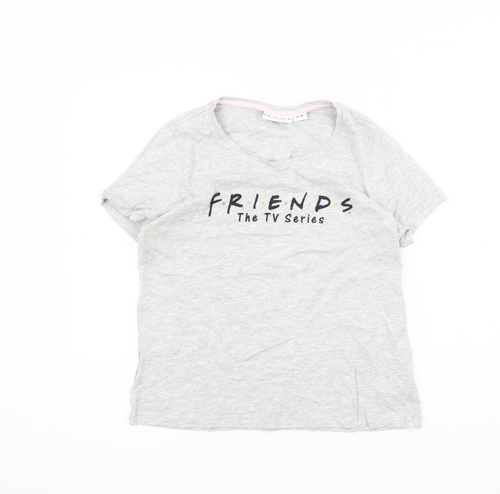 Friends Women's Grey V-Neck T-Shirt Size 12