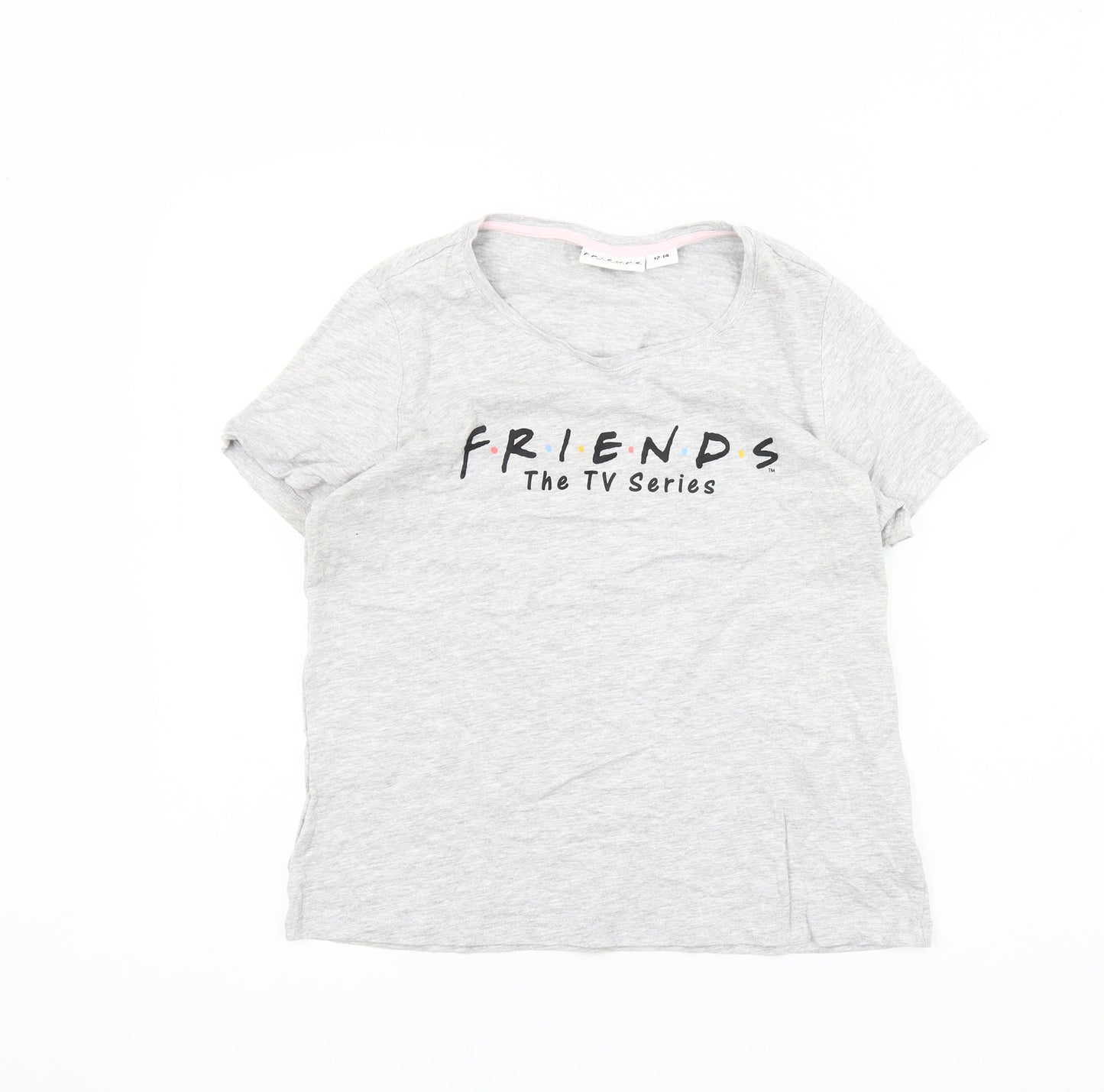 Friends Women's Grey V-Neck T-Shirt Size 12