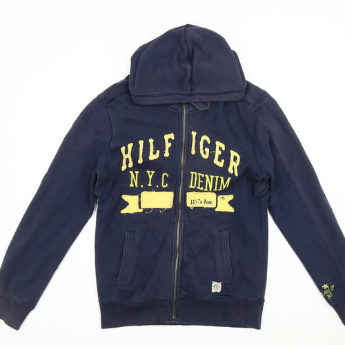 Hilfiger Men's Blue Hooded Jacket Size S