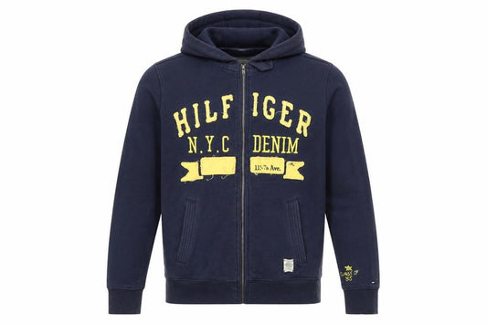 Front view of Hilfiger Men's Blue Hooded Jacket, size S