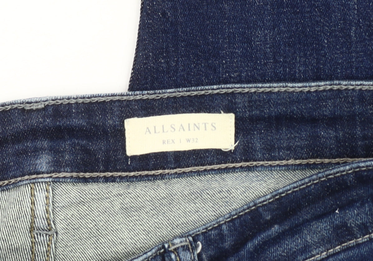 AllSaints Men's Blue Straight Jeans - Size 32 Regular Fit