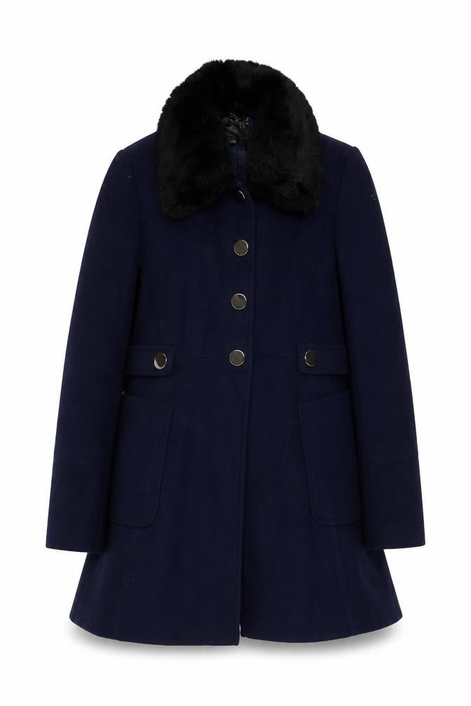 Dorothy Perkins Women's Blue Fur Trim Winter Coat Size 12