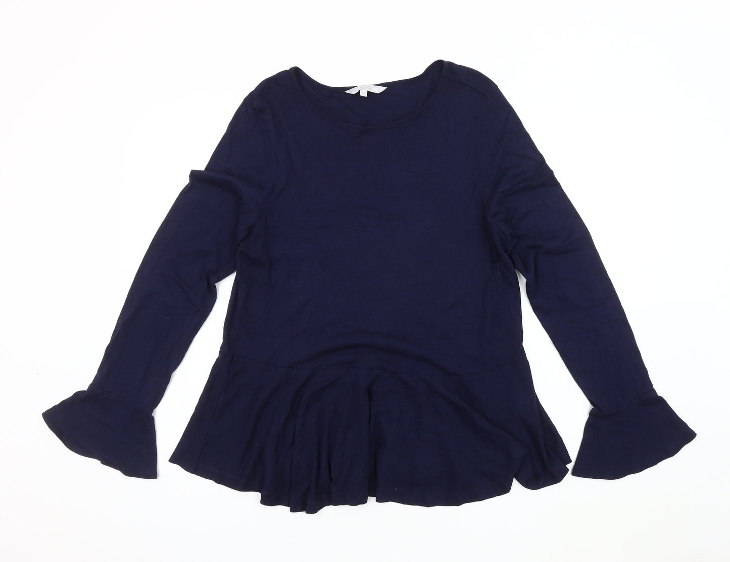 Red Herring Women's Blue Flared Sleeve Blouse, Size 14