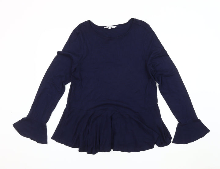Red Herring Women's Blue Flared Sleeve Blouse, Size 14