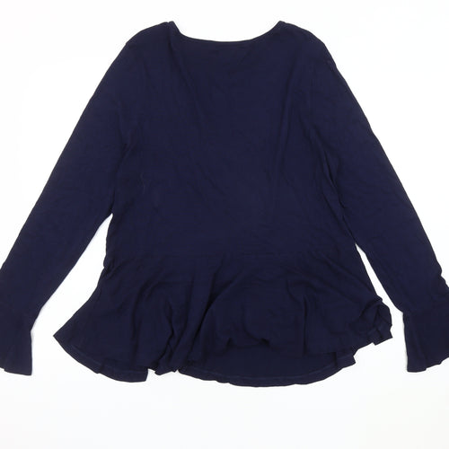 Red Herring Women's Blue Flared Sleeve Blouse, Size 14