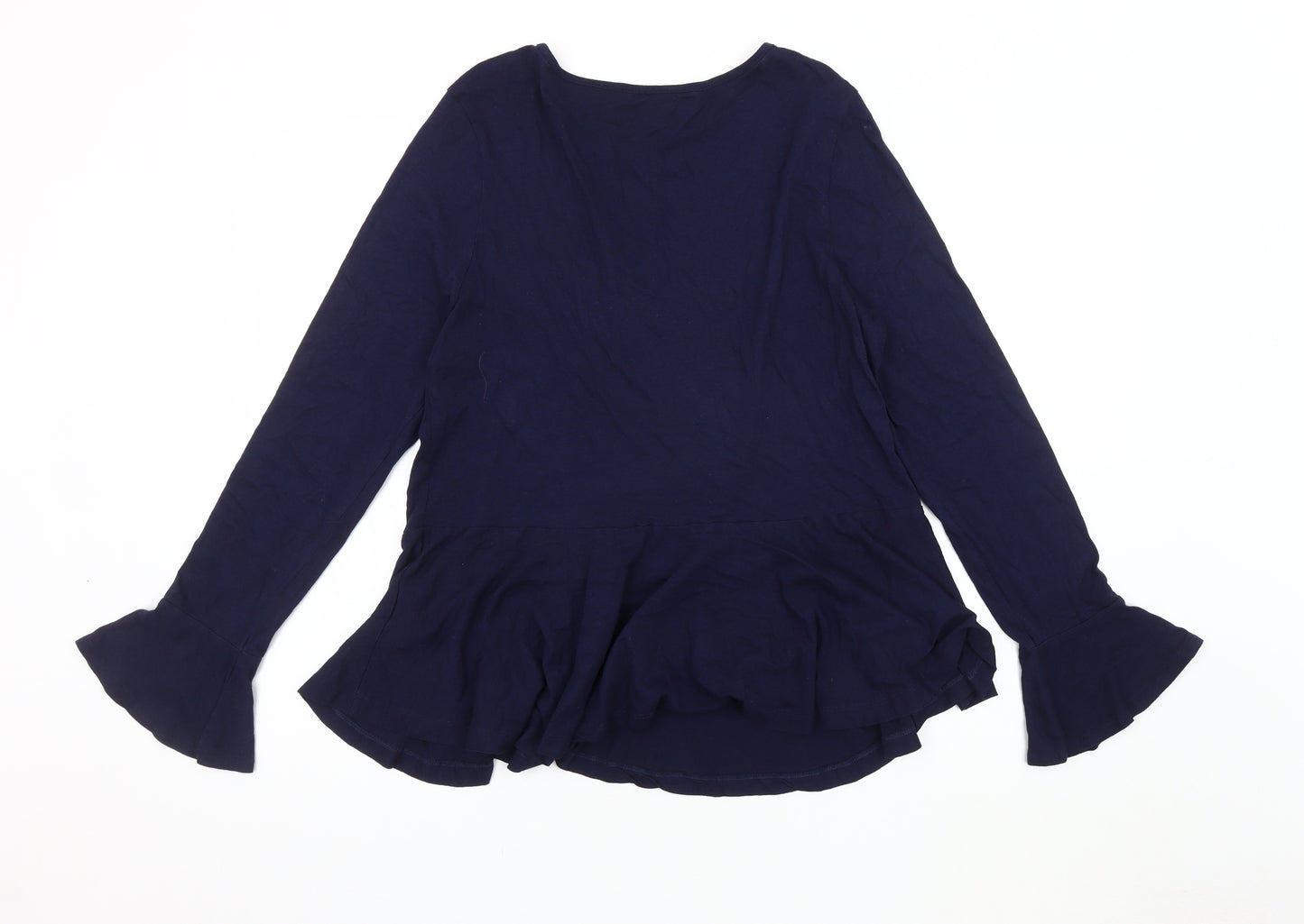 Red Herring Women's Blue Flared Sleeve Blouse, Size 14