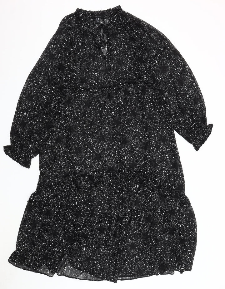 New Look Women's Black A-Line Midi Dress Size 10