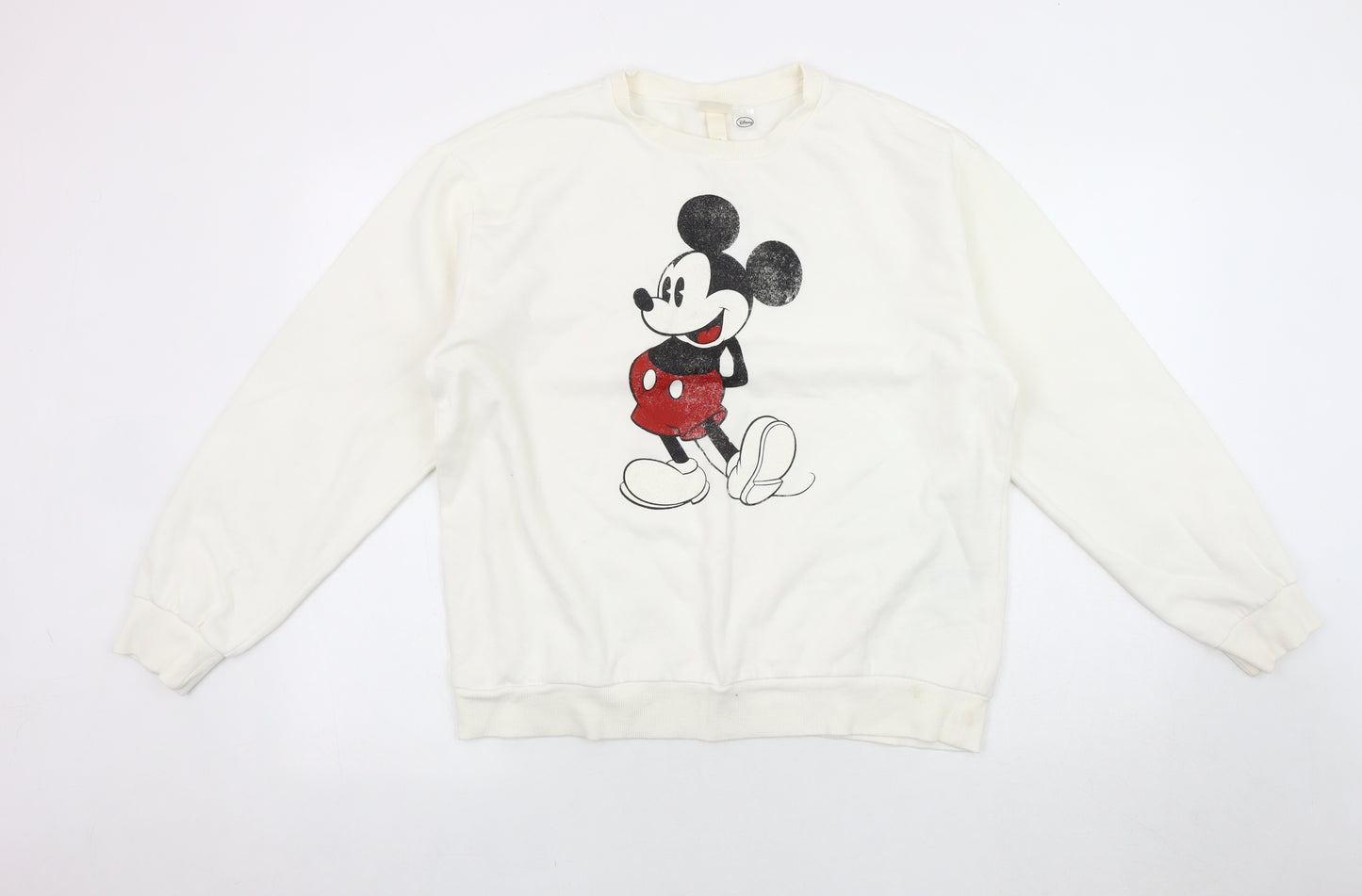 H&M White Disney Sweatshirt, Unisex M, Logo Accents