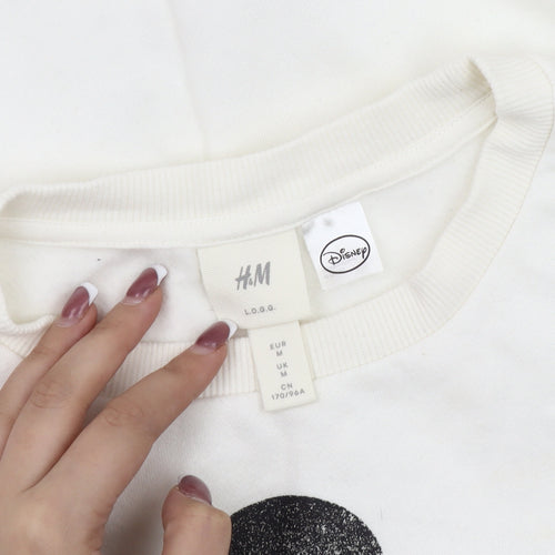 H&M White Disney Sweatshirt, Unisex M, Logo Accents
