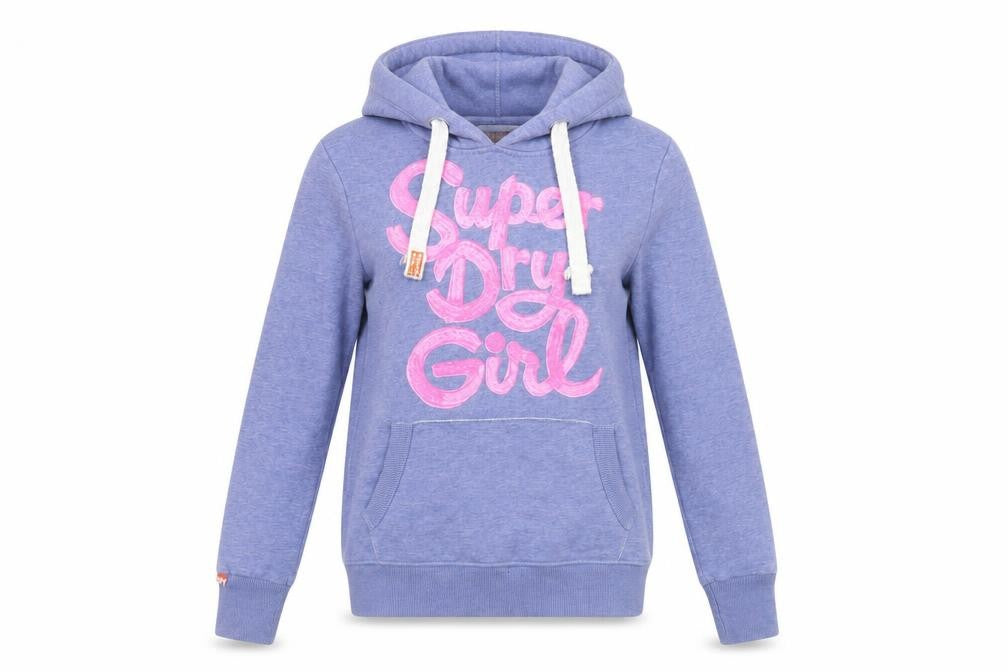 Front view of Superdry Women's Blue Pullover Hoodie M