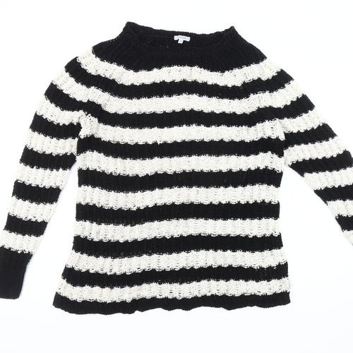 Jigsaw Women's Black Striped Pullover Jumper, M