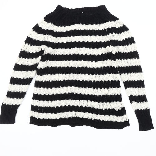 Jigsaw Women's Black Striped Pullover Jumper, M