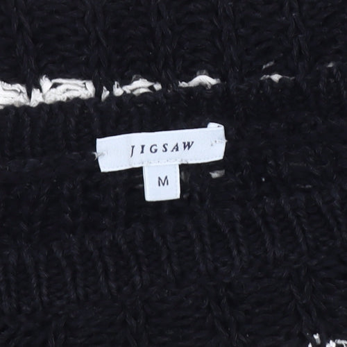 Jigsaw Women's Black Striped Pullover Jumper, M