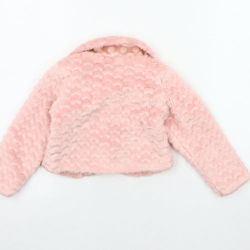 Chickeeduck Girls Pink Jacket, 24 Months, Plush Lined, Bow Accent