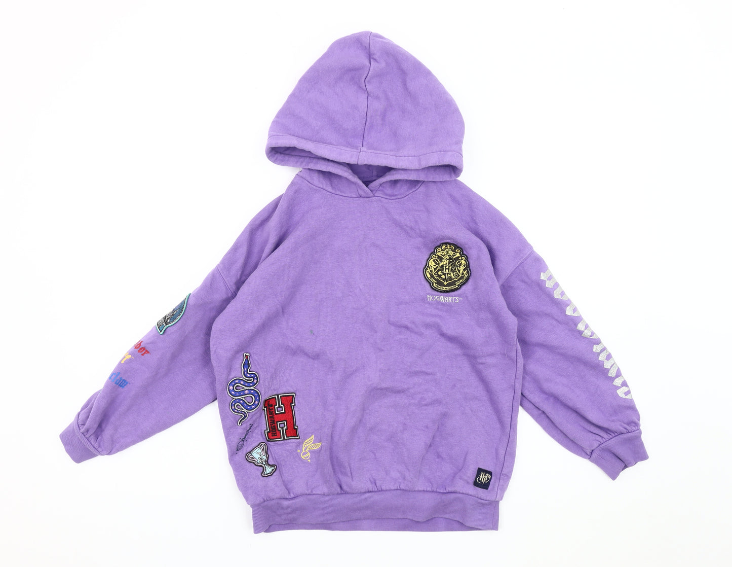 Harry Potter Girls Purple Hoodie 9-10 Years Embroidered Pullover