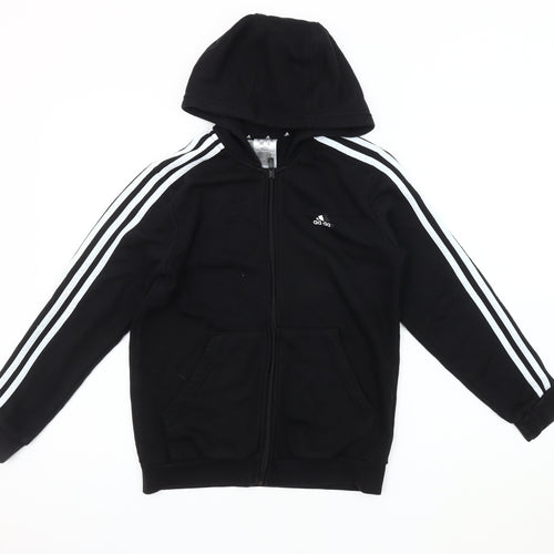 adidas Boys Black Hoodie Jacket 11-12 Years Full Zip