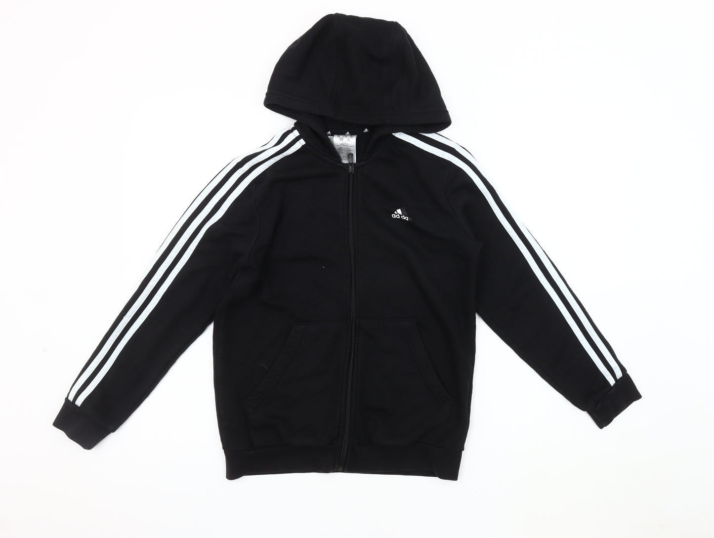 adidas Boys Black Hoodie Jacket 11-12 Years Full Zip
