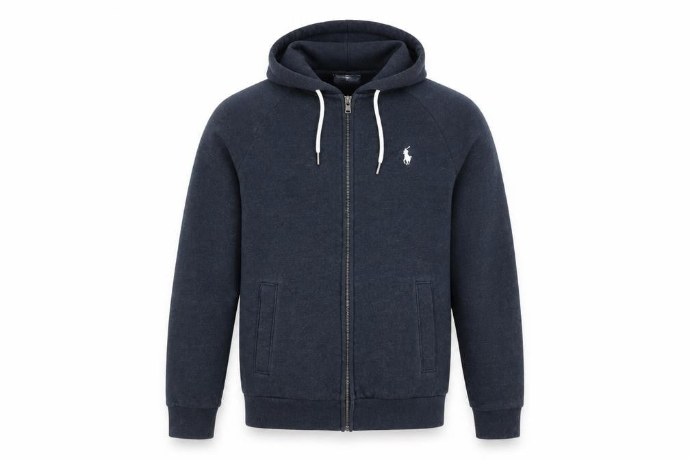 Front view of Jack Wills Men's Blue Hooded Jacket, size S