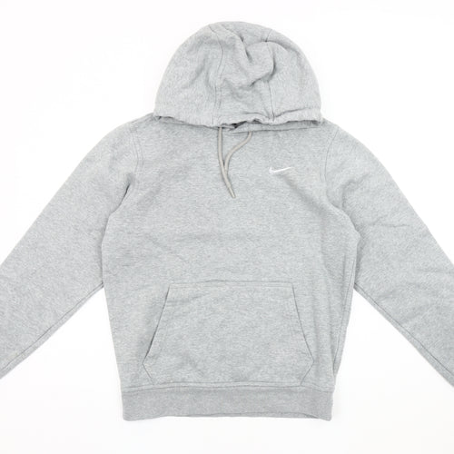 Nike Men's Grey Hoodie, Size S, Logo Accent, Hooded