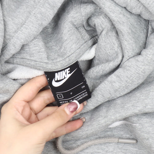 Nike Men's Grey Hoodie, Size S, Logo Accent, Hooded
