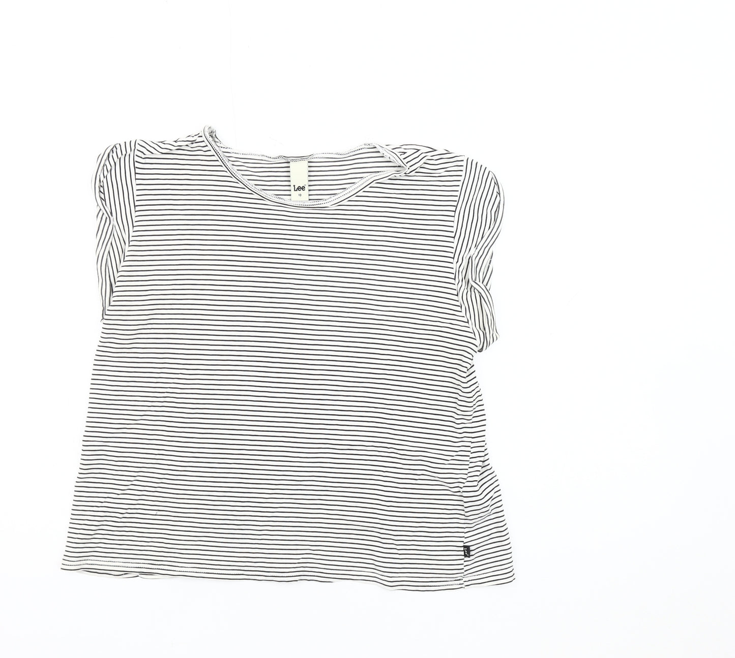 Lee Women's Black White Striped Sleeveless T-Shirt