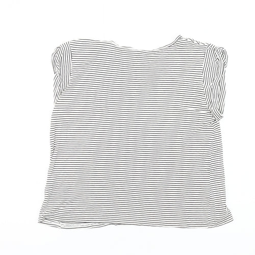 Lee Women's Black White Striped Sleeveless T-Shirt