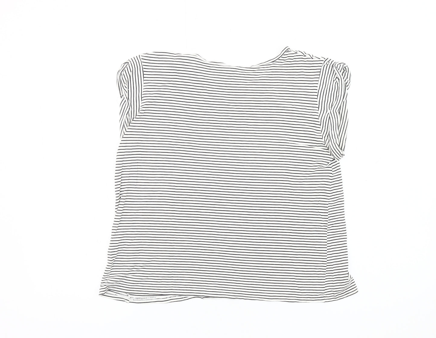 Lee Women's Black White Striped Sleeveless T-Shirt