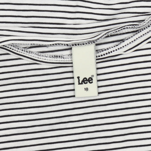 Lee Women's Black White Striped Sleeveless T-Shirt