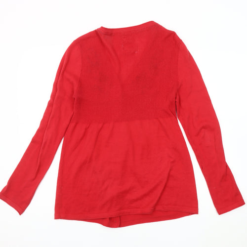 Mantaray Women's Red Embroidered Cardigan Size 12
