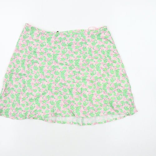 Zara Women's Floral Skirt Multicoloured Size 12